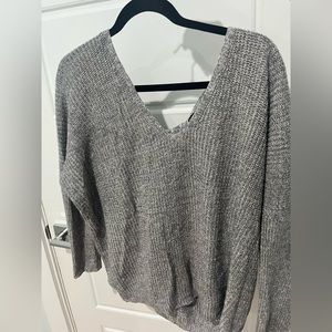Gray Scrunched Sweater with cross back